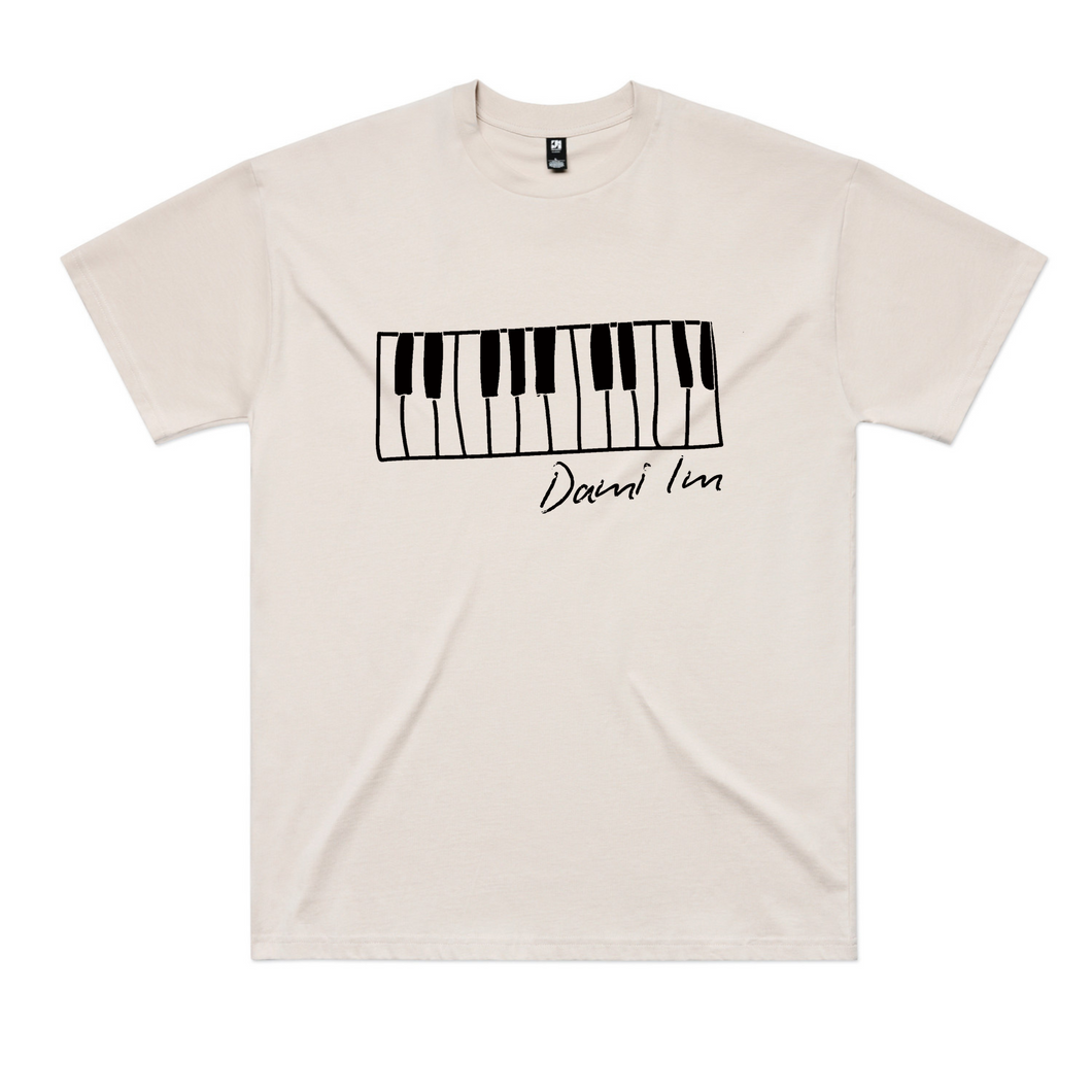 White Piano Oversized Bone Unisex T Shirt